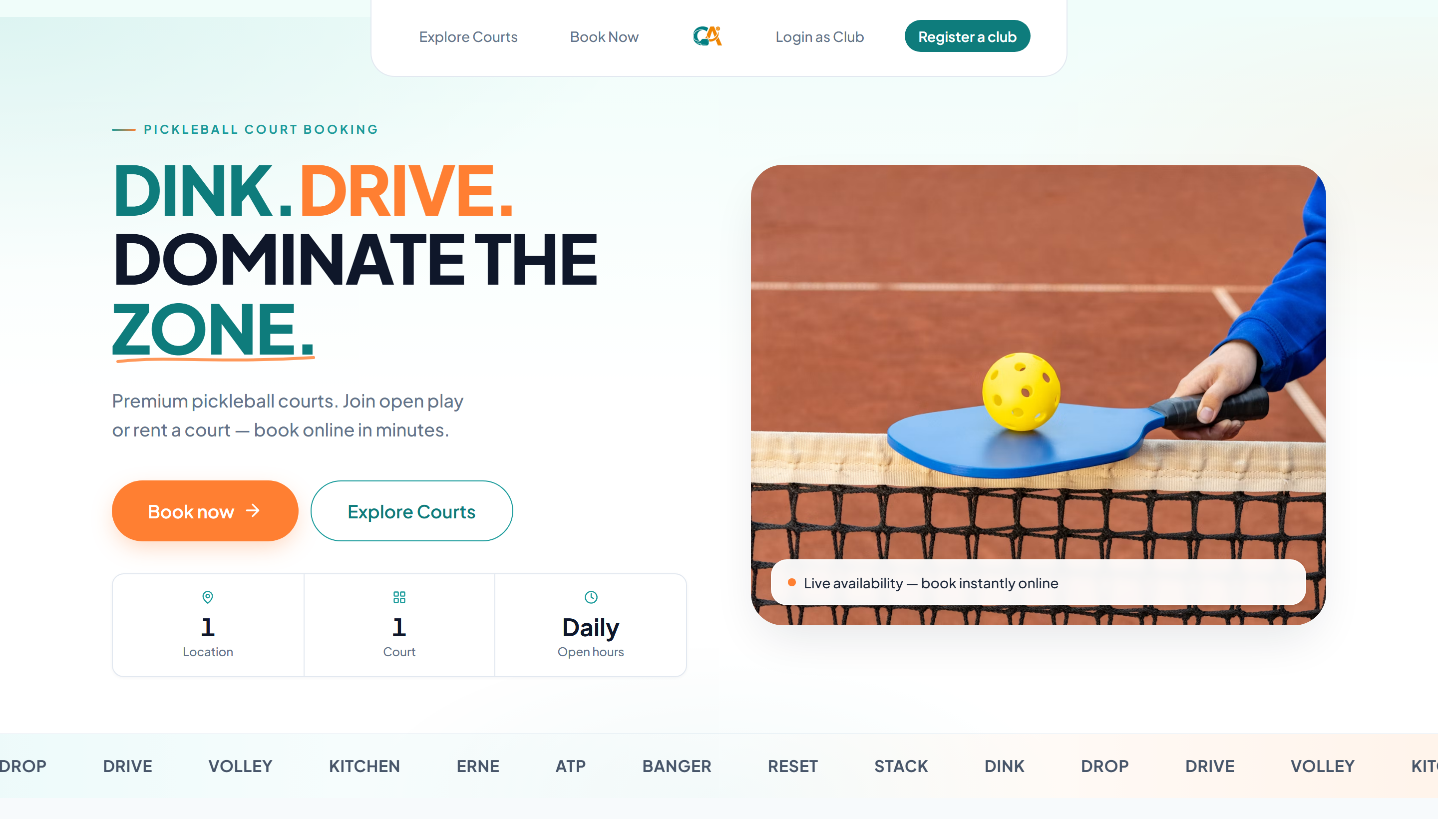 Courtside Alley — pickleball court booking platform